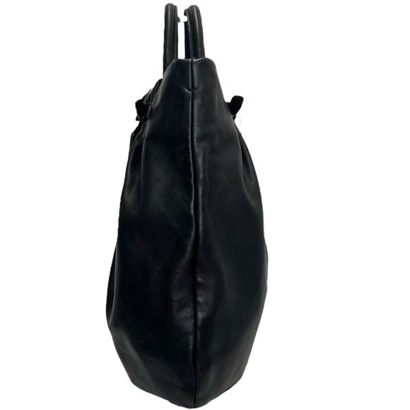 Prada Black Leather Shoulder Hand Bag Satchel Tote Soft Calf Skin Vintage - Picture 5 of 17